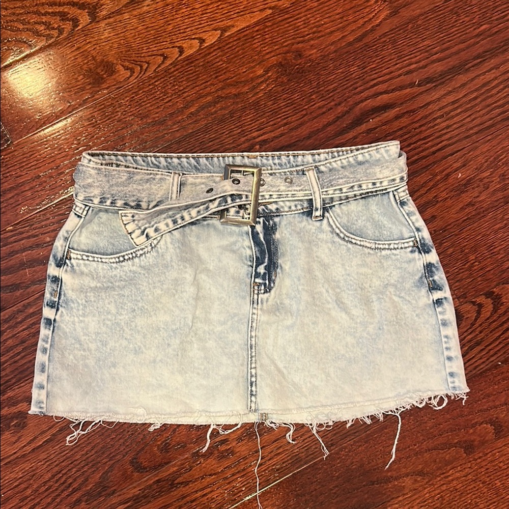 Denim Mini Skirt with Belt